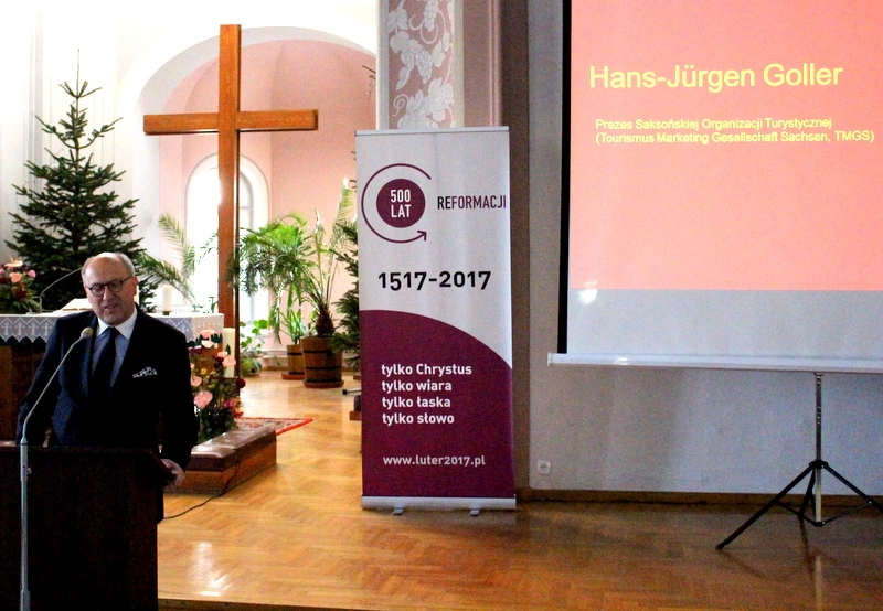Hans-Jürgen Goller podczas prezentacji Saksonii w Warszawie AG