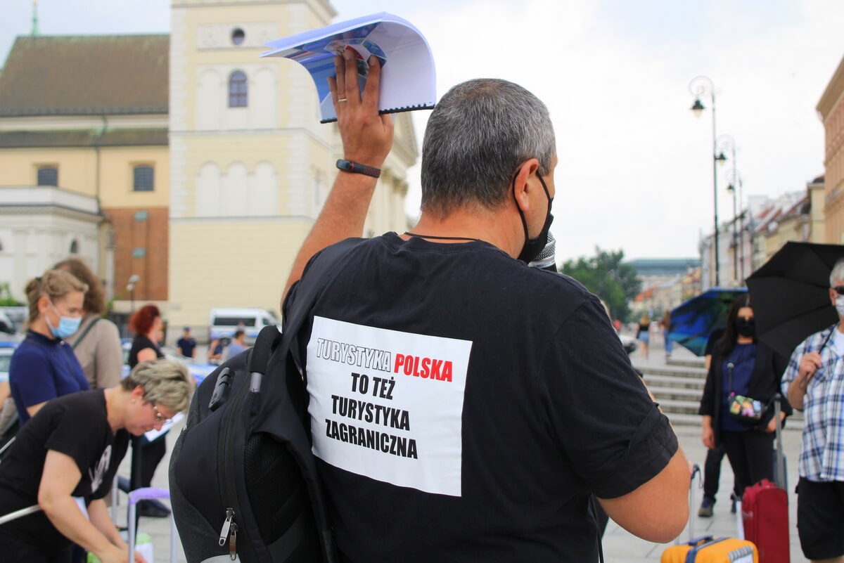 Protest branży turystycznej w Warszawie