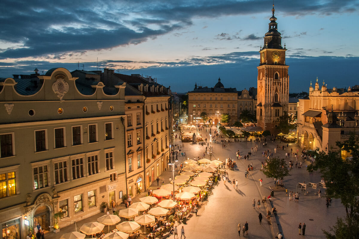 Krakowski rynek nocą