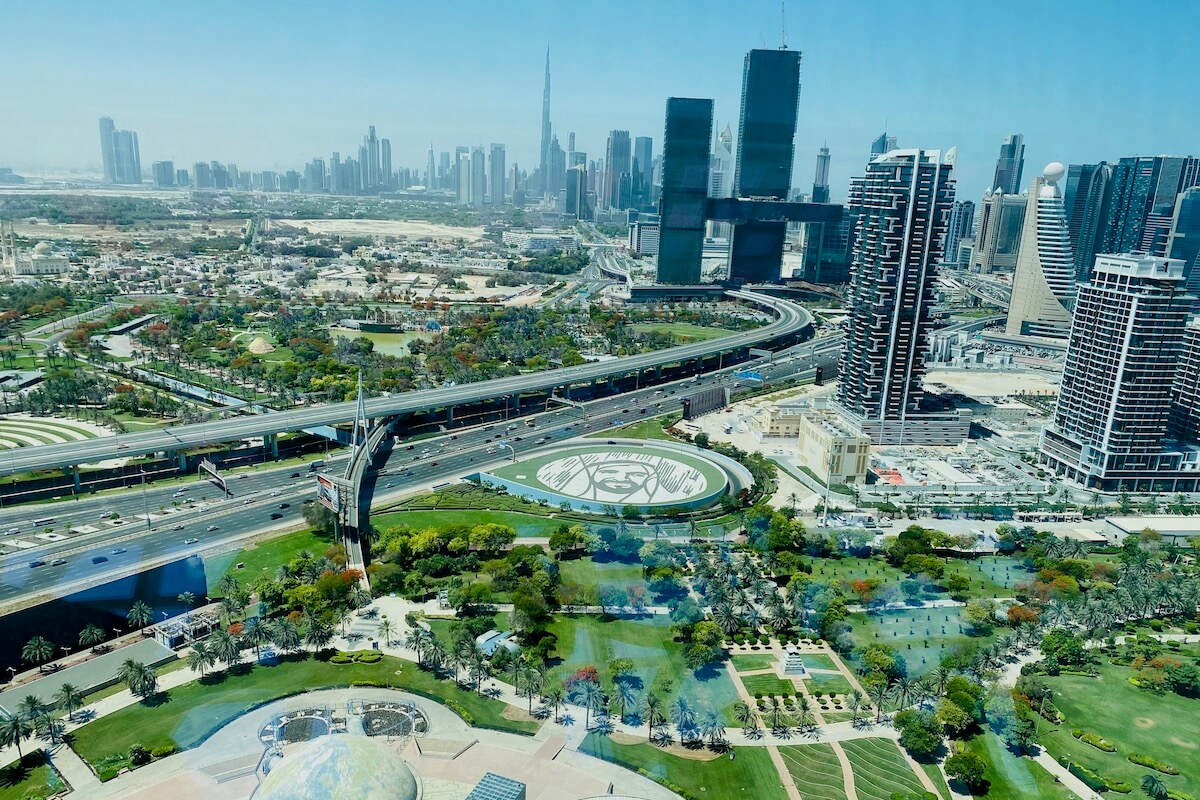 Widok na centrum Dubaju z Dubai Frame