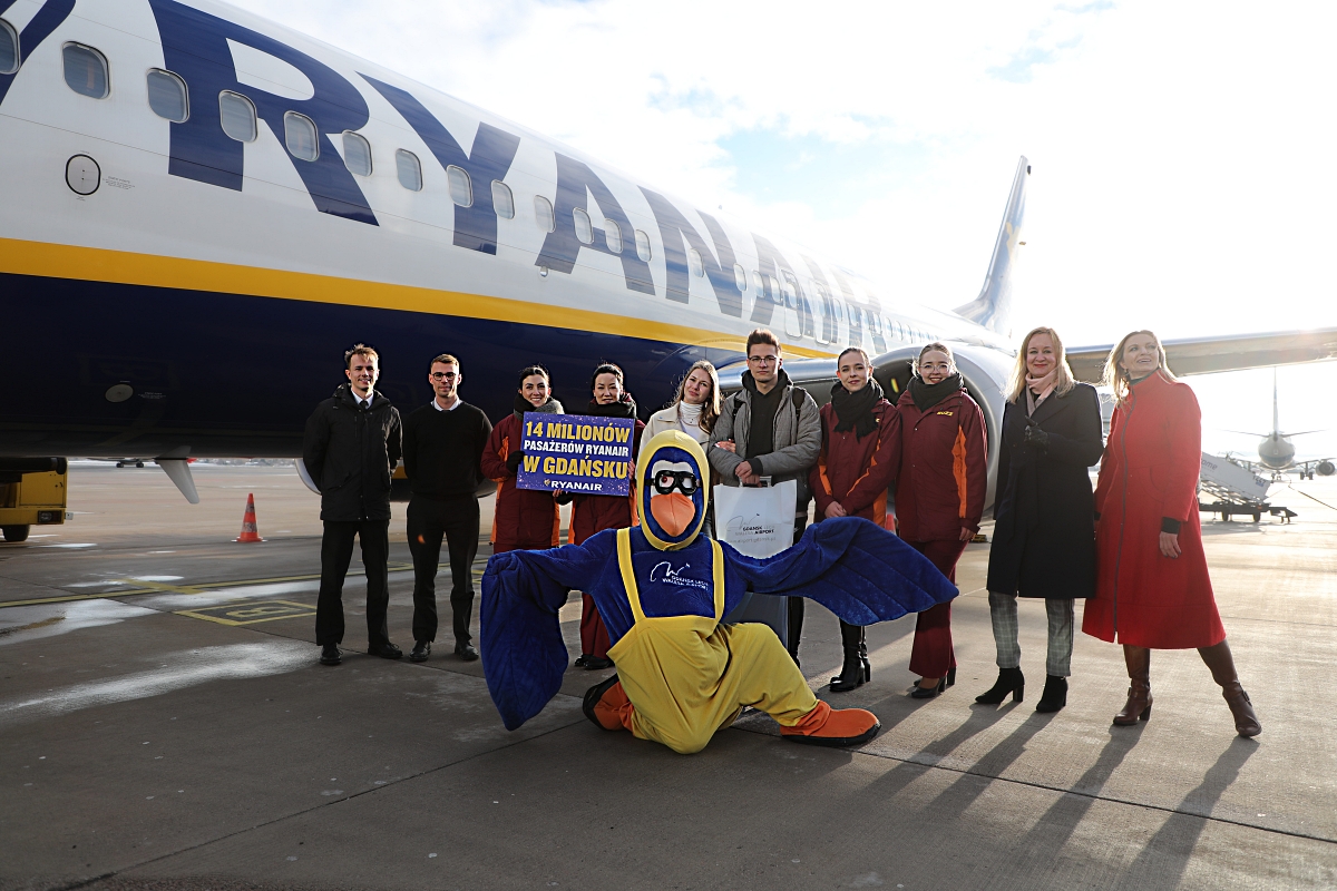 14 mln pasazerów Ryanair w Gdańsku