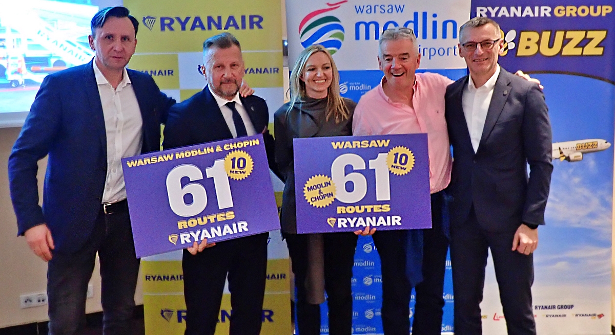 Ryanair zapowiada 61 tras latem 2026 r. z lotnisk Warszawa-Modlin i Warszawa-Chopin. fot./Mieczysław Pawłowicz