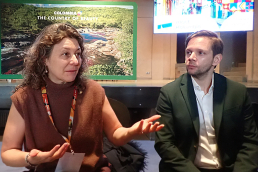 Maria Eugenia Oriani Ucros, i Jewgeni Patrouchev, przedstawiciele ProColombia prezentują atrakcje kraju. /fot. Mieczysław Pawłowicz